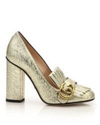 Gucci Marmont Gg Metallic Leather Pumps