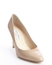 Jimmy Choo Nude Patent Leather Softly Pointed Toe Pumps