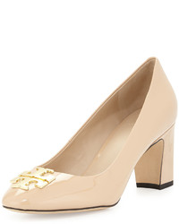 Tory Burch Raleigh Logo Leather Pump Nude