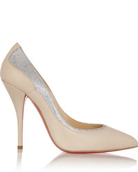 Christian Louboutin Tucsy 100 Glitter Trimmed Leather Pumps