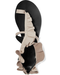 Isabel Marant Audry Ruffled Leather Sandals Neutral