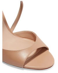 Burberry Metallic Trimmed Leather Sandals Neutral