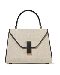 Valextra Easy Day Mini Linen And Textured Leather Shoulder Bag
