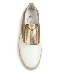 Tod's Leather Espadrille Slip On Sneakers