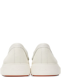 Santoni White Knotted Slip On Sneakers