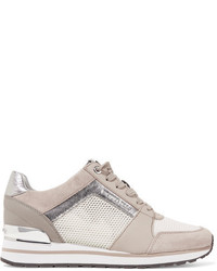 MICHAEL Michael Kors Michl Michl Kors Billie Leather And Suede Trimmed Mesh Sneakers Beige