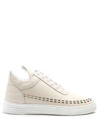 Filling Pieces Perforated Down Low Top Leather Trainers