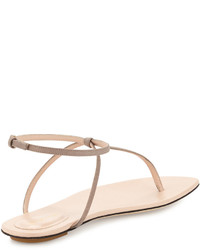 Sergio Rossi Leather Thong Sandal Stone