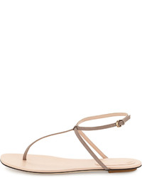 Sergio Rossi Leather Thong Sandal Stone