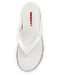 Prada Linea Rossa Patent Leather Thong Sandal Bianco