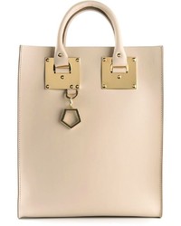 Beige Leather Tote Bag