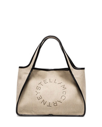Stella McCartney Beige Logo Linen Tote Bag