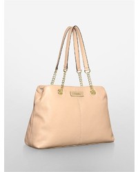 Calvin Klein Chain Detail Leather Capacity Tote
