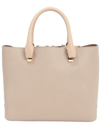 Chloé Chloe Pre Owned Cashmere Grey And Rope Beige Leather Top Handle Tote