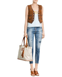 Dsquared2 Cotton Tote With Leather