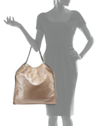 Stella McCartney Falabella Shimmery Faux Leather Big Tote Bag Neutral