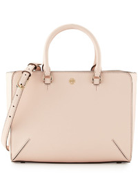 Tory Burch Robinson Small Zip Tote Bag Pale Apricot