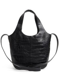Elizabeth and James Small Finley Embossed Leather Shopper Black