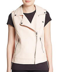 Saks Fifth Avenue RED Faux Leather Moto Vest