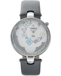 Akribos XXIV Fiora Diamond Leather Watch