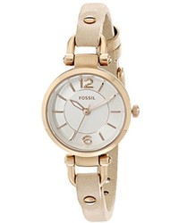Fossil Es3745 Georgia Gold Tone Stainless Steel Watch With Leather Strap