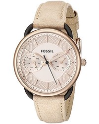 Fossil Es3807 Tailor Rose Gold Tone Stainless Steel Watch With Leather Strap