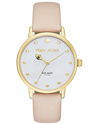 Kate Spade New York Goldtone Stainless Steel Time Flies Leather Strap Watch