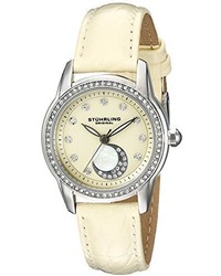 Stuhrling Original 56103 Countess Stainless Steel Watch With Beige Leather Band