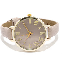LuLu*s Time Can Tell Gold And Black Leather Watch