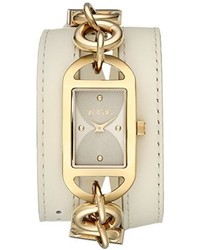 Versus By Versace Sog050014 Riviera Beach Stainless Steel Watch With Beige Leather Band