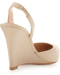 Pour La Victoire Maira Pointed Toe Slingback Wedge Beige