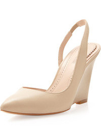 Pour La Victoire Maira Pointed Toe Slingback Wedge Beige