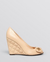 Tory Burch Peep Toe Wedge Pumps Leila Quilted