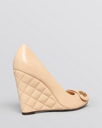Tory Burch Peep Toe Wedge Pumps Leila Quilted
