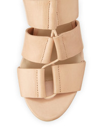 Loeffler Randall Ines Leather Lace Up Wedge Sandal Nude