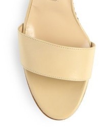 Manolo Blahnik Lauratowe Leather Wedge Sandals
