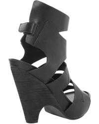 Max Studio Novella Leather Scooped Wedge Sandals