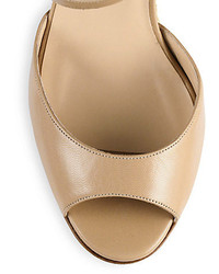 Manolo Blahnik Raffia Wedge Leather Sandals