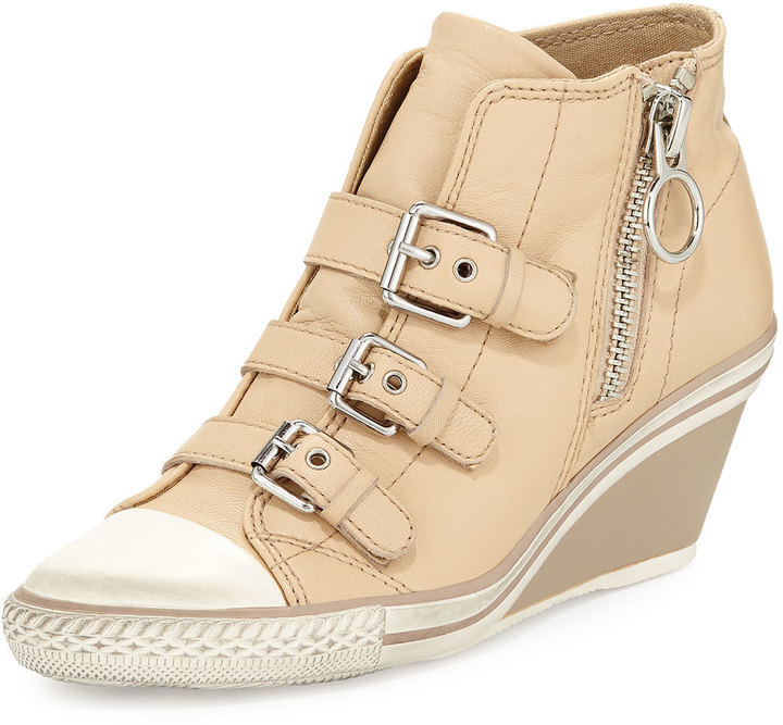 Ash Gin Bis Buckled Leather Wedge 