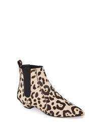 Beige Leopard Calf Hair Ankle Boots