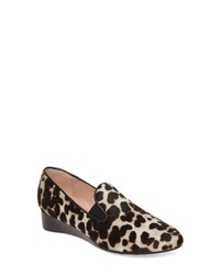 Beige Leopard Calf Hair Platform Loafers