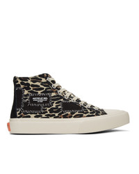 Beige Leopard Canvas High Top Sneakers