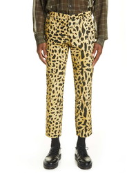 Dries Van Noten Patrini Leopard Print Crop Corduroy Trousers