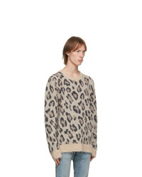 R13 Beige And Black Alpaca Leopard Sweater