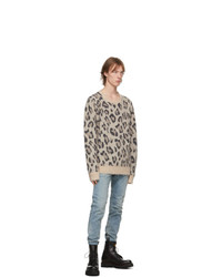 R13 Beige And Black Alpaca Leopard Sweater