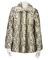 Dennis Basso Snow Lynx Faux Fur Leopard Print Coat, $157 | QVC | Lookastic