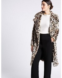 Marks and Spencer Leopard Faux Fur Coat