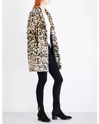 The Kooples Leopard Pattern Faux Fur Coat
