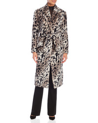 Maje Leopard Print Faux Fur Coat