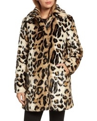 Kensie Leopard Spot Reversible Faux Fur Coat